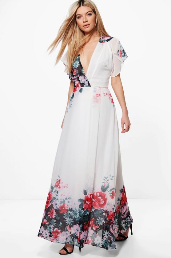 Boutique Eva Border Print Kimono Maxi Dress